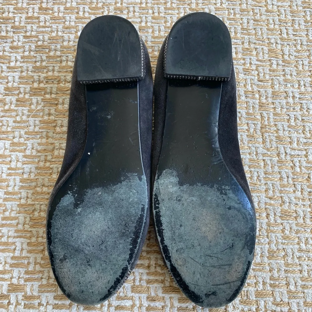 Stuart Weitzman Cabot Suede Studded Cup Bow Flats - 6-1/2 - Picture 10 of 10